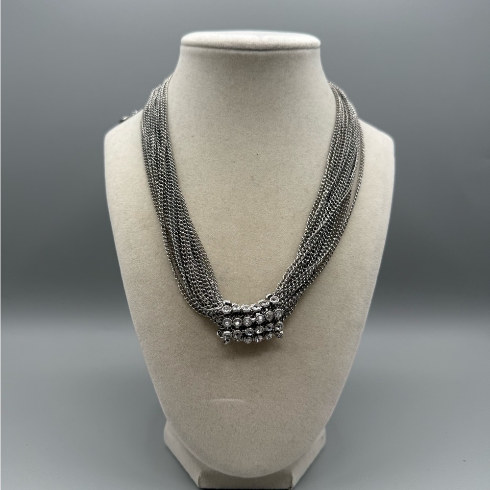 Silver tone multi strand Neckalce